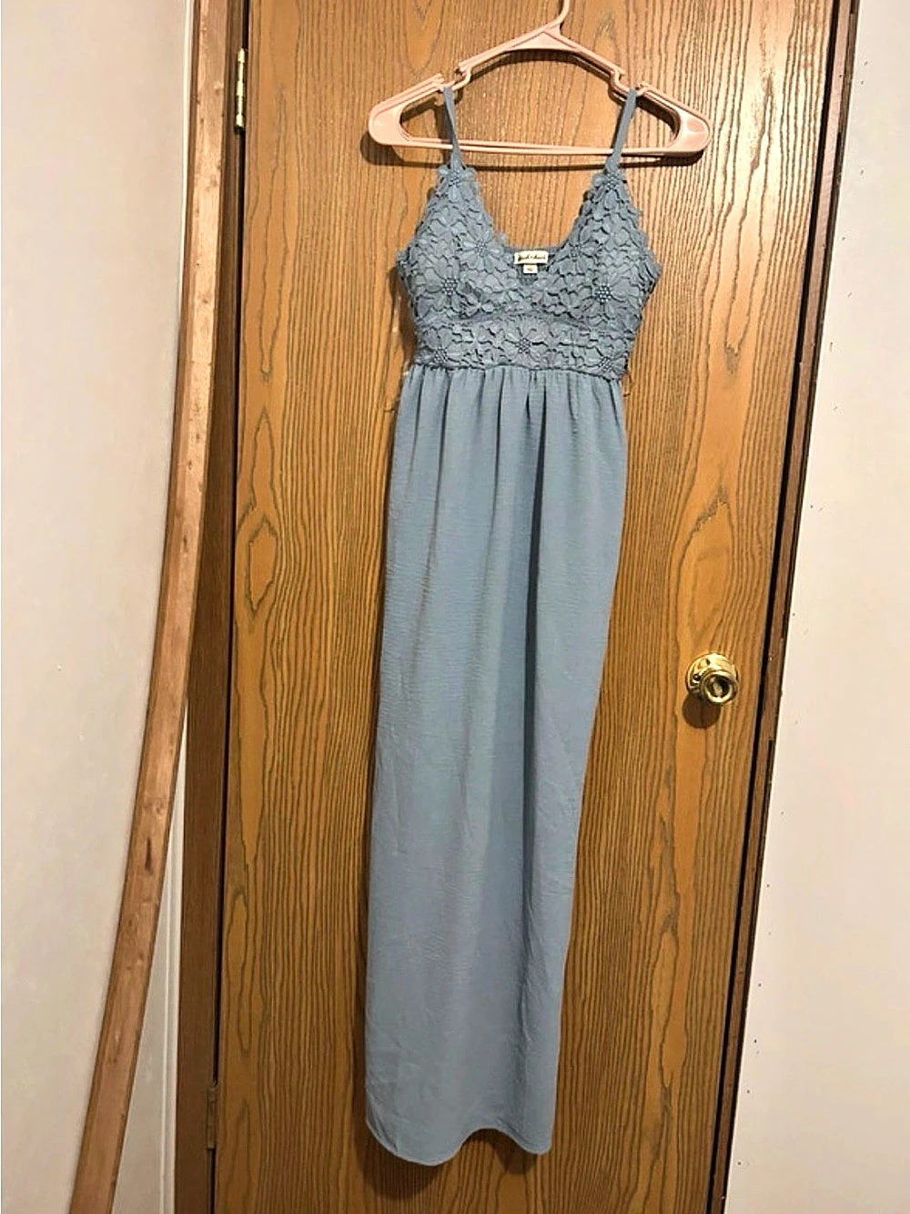 derek heart Blue Lace Maxi Dress NWT